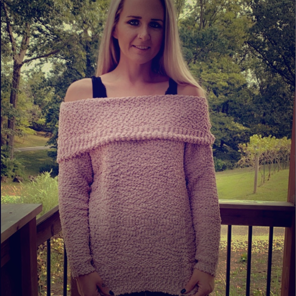 Pink off the shoulder sweater